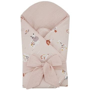EKO Muslin zavitek s kokosovim vstavkom Moja kmetija Muselin Powder pink 75x75 cm
