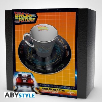 AbyStyle Vrnitev v prihodnost Vrč s krožnikom 300 ml - DeLorean