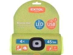 Extol Light kapa z naglavno svetilko 4x45lm, USB polnjenje, fluorescenčna rumena, univerzalna velikost