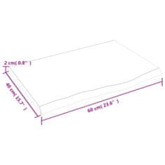 Vidaxl Kopalniški pult svetlo rjav 60x40x2 cm obdelan trden les