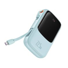 BASEUS Qpow Pro powerbank s kablom USB-C, USB-C, USB, 10000 mAh, 22,5 W (modra)