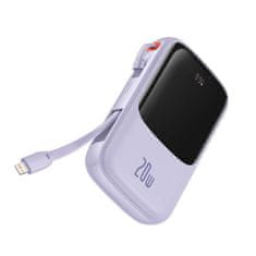BASEUS Qpow Pro powerbank z Lightning, USB-C, USB kablom, 10000 mAh, 20 W (vijolična)