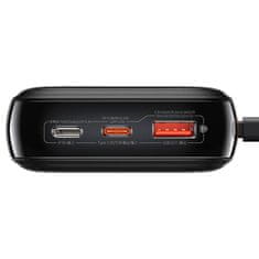 BASEUS Powerbank Qpow PRO s kablom Lightning, USB-C in priključkom USB, 20000 mAh, 20 W (črna)