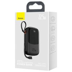 BASEUS Powerbank Qpow PRO s kablom USB-C, USB-C, USB, 20000 mAh, 22,5 W (črna)