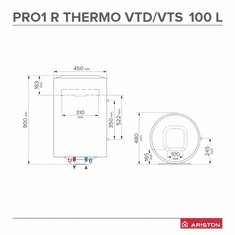 Ariston Pro1 R 100 VTD 1,8K EU električni kombinirani grelnik vode (3201915)