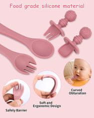 Silikonski komplet za hranjenje dojenčkov: 8 delni, krožnik in skleda s priseski, pribor - idealno za učenje samostojnega hranjenja