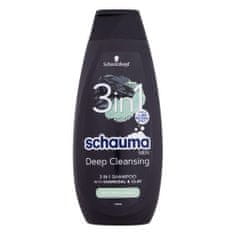 Schwarzkopf Schauma Men Deep Cleansing 3in1 400 ml večnamenski šampon z aktivnim ogljem in glino za moške