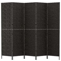 Vidaxl Paravan s 5 paneli črn 205x180 cm vodna hijacinta