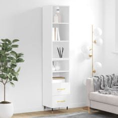 Vidaxl Visoka omara visok sijaj bela 34,5x34x180 cm inženirski les