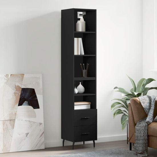 Vidaxl Visoka omara črna 34,5x34x180 cm inženirski les