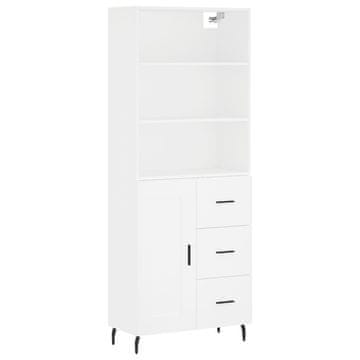 Vidaxl Visoka omara bela 69,5x34x180 cm inženirski les