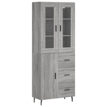 Vidaxl Visoka komoda siva sonoma 69,5x34x180 cm inženirski les