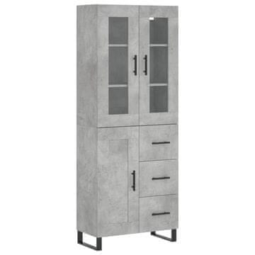 Vidaxl Visoka komoda betonsko siva 69,5x34x180 cm inženirski les