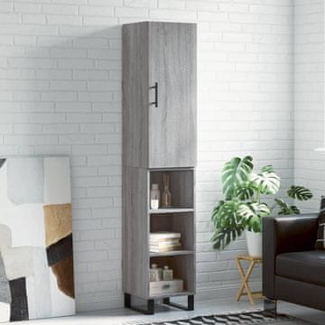 Vidaxl vidaXL Visoka omarica, siva, hrast sonoma, 34,5 x 34 x 180 cm