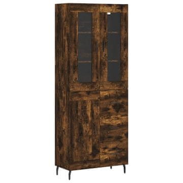 Vidaxl Visoka komoda dimljen hrast 69,5x34x180 cm inženirski les