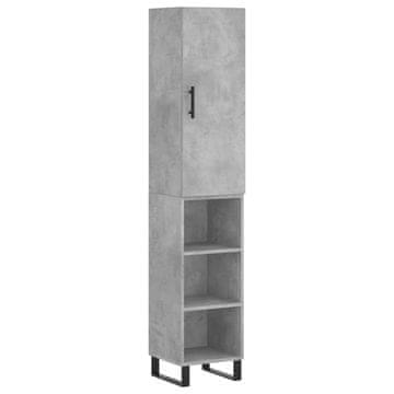 Vidaxl Visoka omara betonsko siva 34,5x34x180 cm inženirski les
