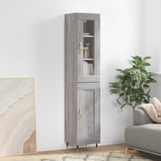 Vidaxl Visoka omara siva sonoma 34,5x34x180 cm inženirski les