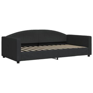 Vidaxl Raztegljiva postelja črna 100x200 cm blago