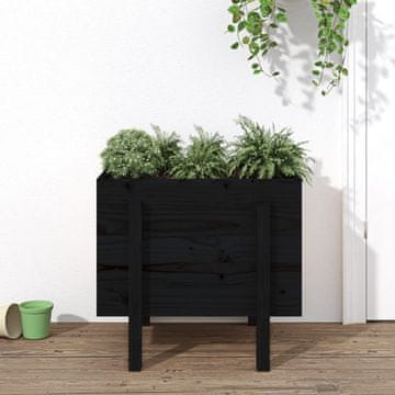Vidaxl vidaXL Vrtno korito, črno, 62x50x57 cm, masivni borov les