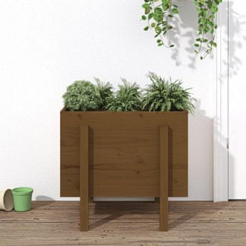 Vidaxl Vrtno korito medeno rjavo 62x50x57 cm trdna borovina