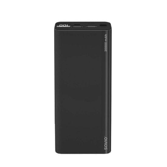 SAVIO Prenosna baterija powerbank 20000mAh PD in QuickCharge 18W z LED zaslonom