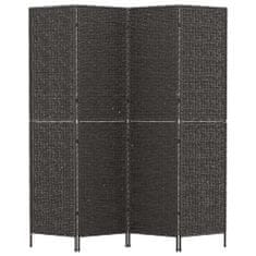Greatstore Paravan s 4 paneli črn 163x180 cm vodna hijacinta