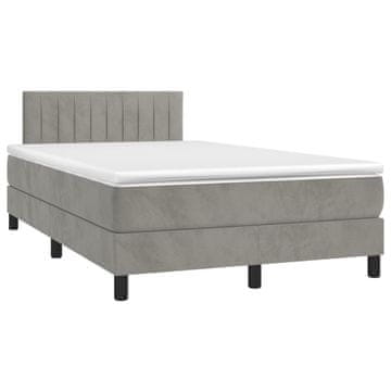 Vidaxl Box spring postelja z vzmetnico svetlo siva 120x190 cm žamet