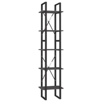 Vidaxl Knjižna omara 5-nadstropna siva 40x30x175 cm borovina