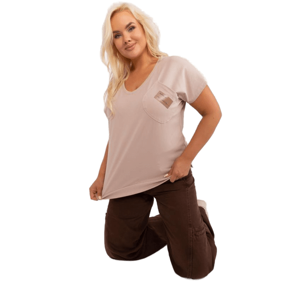 RELEVANCE Ženska bluza z izrezom Plus Size ISTIA bež RV-BZ-8934.95_401844