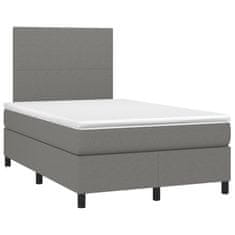 Vidaxl Box spring postelja z vzmetnico temno siva 120x190 cm blago
