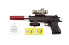 Teddies Pištola iz plastike/kovine 33 cm za vodne pelete + naboje 9-11 mm na baterije z lučko