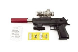 Teddies pištola iz plastike/kovine 33 cm za vodne pelete naboje 9-11 mm na baterije z lučko