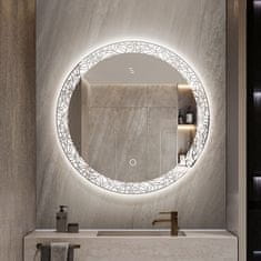S6 Steklarstvo Šest Okroglo LED ogledalo S613A , fi 70cm,z vzorcem, kopalniško ogledalo 3barve LED 6000K, 4000K, 3000K