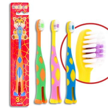 shumee WELLBEE KIDS (3+) Mehka zobna ščetka (blister) stoječa - mešanica barv 1 kos.