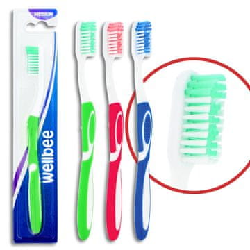 shumee WELLBEE Zobna ščetka za odrasle srednje trde oblike (pretisni paket 4 kosov) - mešanica barv 1 kos.