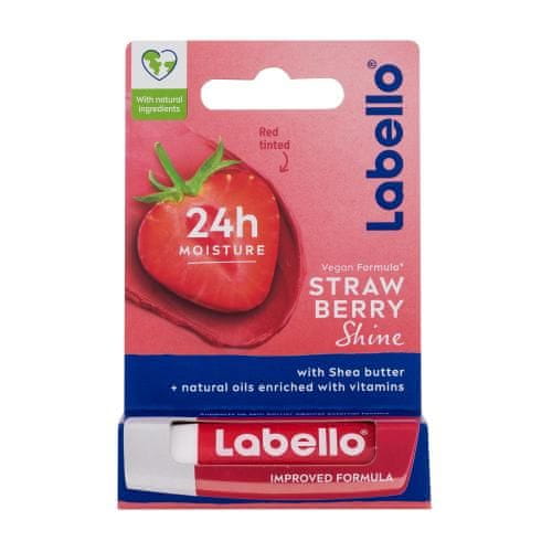 Labello Strawberry Shine 24h Moisture Lip Balm obarvan balzam za ustnice 4.8 g