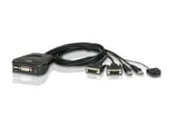 Aten 2-portni DVI KVM USB mini, integrirani kabli, preklopni gumb
