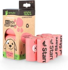 Shopacita Kompostabilne in biorazgradljive vrečke za pasje iztrebke, roza, 120 vrečk
