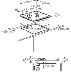 Electrolux KGG64362K 600 GOG vgradna plinska kuhalna plošča