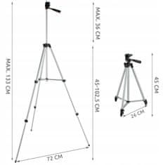 Malatec Stativ za laserske nivelirje 133cm z bluetooth daljinskim upravljalnikom