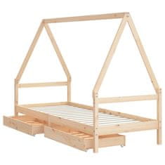 Vidaxl Otroški posteljni okvir s predali 90x200 cm trdna borovina