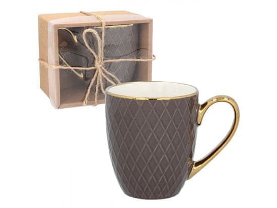 sarcia.eu Rjav skodelica z zlatim ročajem, porcelanasta skodelica 380ml
