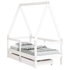 Vidaxl Otroški posteljni okvir s predali bel 70x140 cm trdna borovina