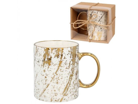sarcia.eu Belo-zlata porcelanasta skodelica za darilo 340ml