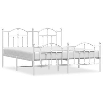 Vidaxl Kovinski posteljni okvir z vzglavjem in vznožjem bel 183x213 cm