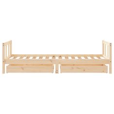 Vidaxl Otroški posteljni okvir s predali 90x190 cm trdna borovina
