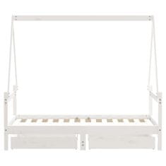 Vidaxl Otroški posteljni okvir s predali bel 80x160 cm trdna borovina