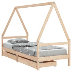 Vidaxl Otroški posteljni okvir s predali 80x200 cm trdna borovina
