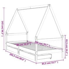 Vidaxl Otroški posteljni okvir s predali 80x200 cm trdna borovina