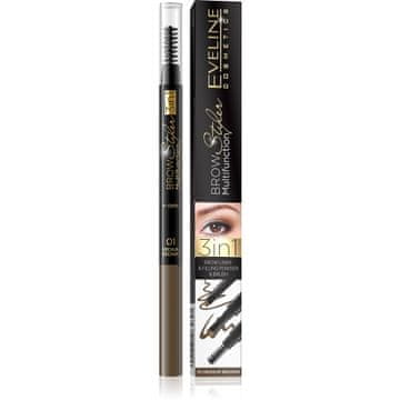 Eveline Brow Multifunction Styler 3-v-1 svinčnik za obrvi št. 01 srednje rjava 1 kos